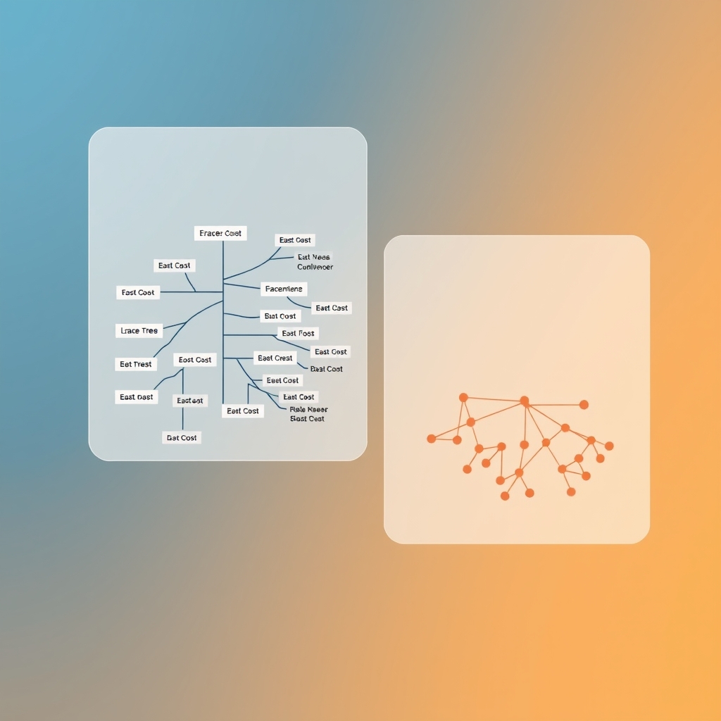 Abstract diagram of overlapping agent trace trees with cost nodes