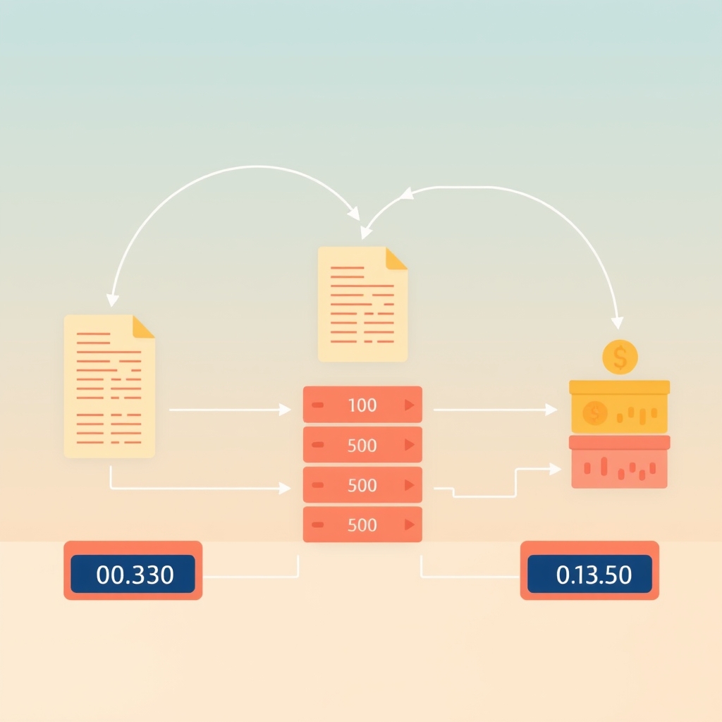 Abstract pipeline diagram of web documents converting to token cost blocks